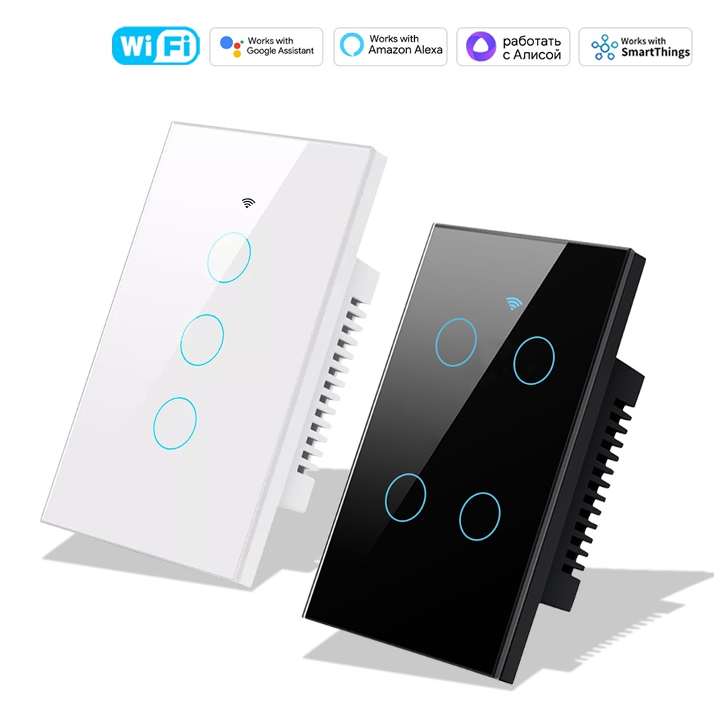 Smart Light Switch Wifi - スマートライフ Wifi+Bluetooth タッチライトウォールスイッチ US タッチパネルスイッチ 中性線不要&中性線あり