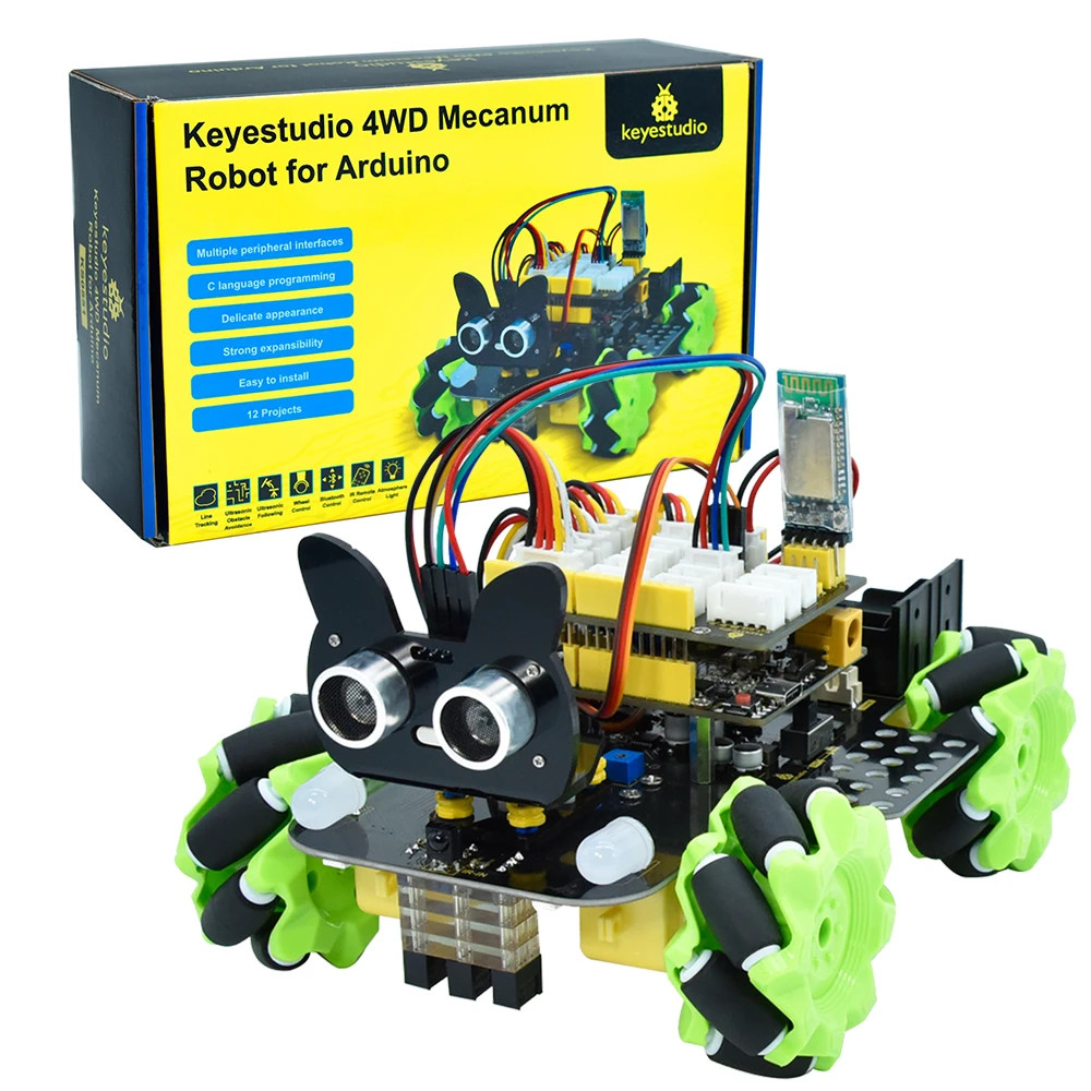 Esp32 Smart Home Kit - Keyestudio メカナム4WDロボットカー Arduinoロボットカーキット 大人向けスマートDIYプロジェクト STEMプログラミングセット 簡単組み立て