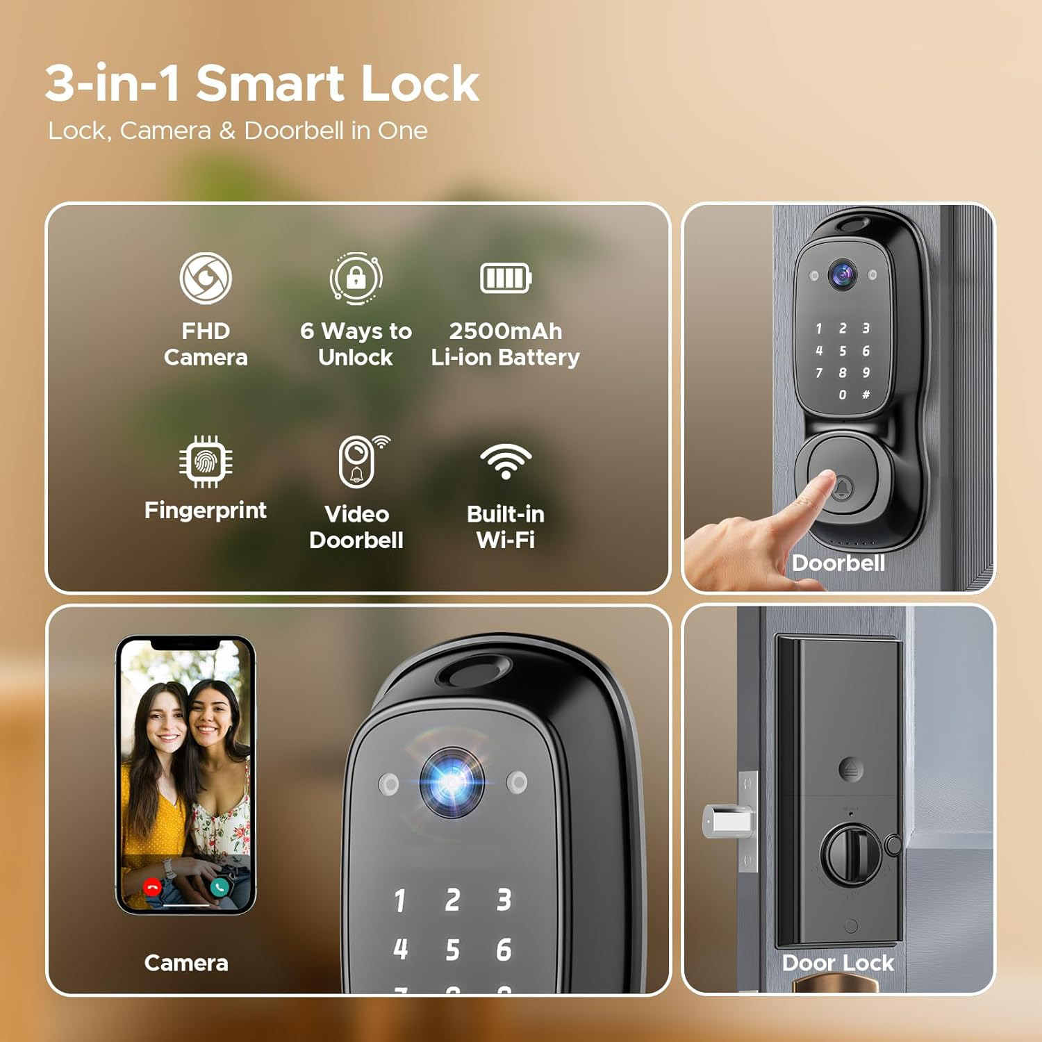 Tuya Wifiスマートドアロック ‎ カメラ＆ドアベル多 - Smart Door Lock Wifi のレビューと価格