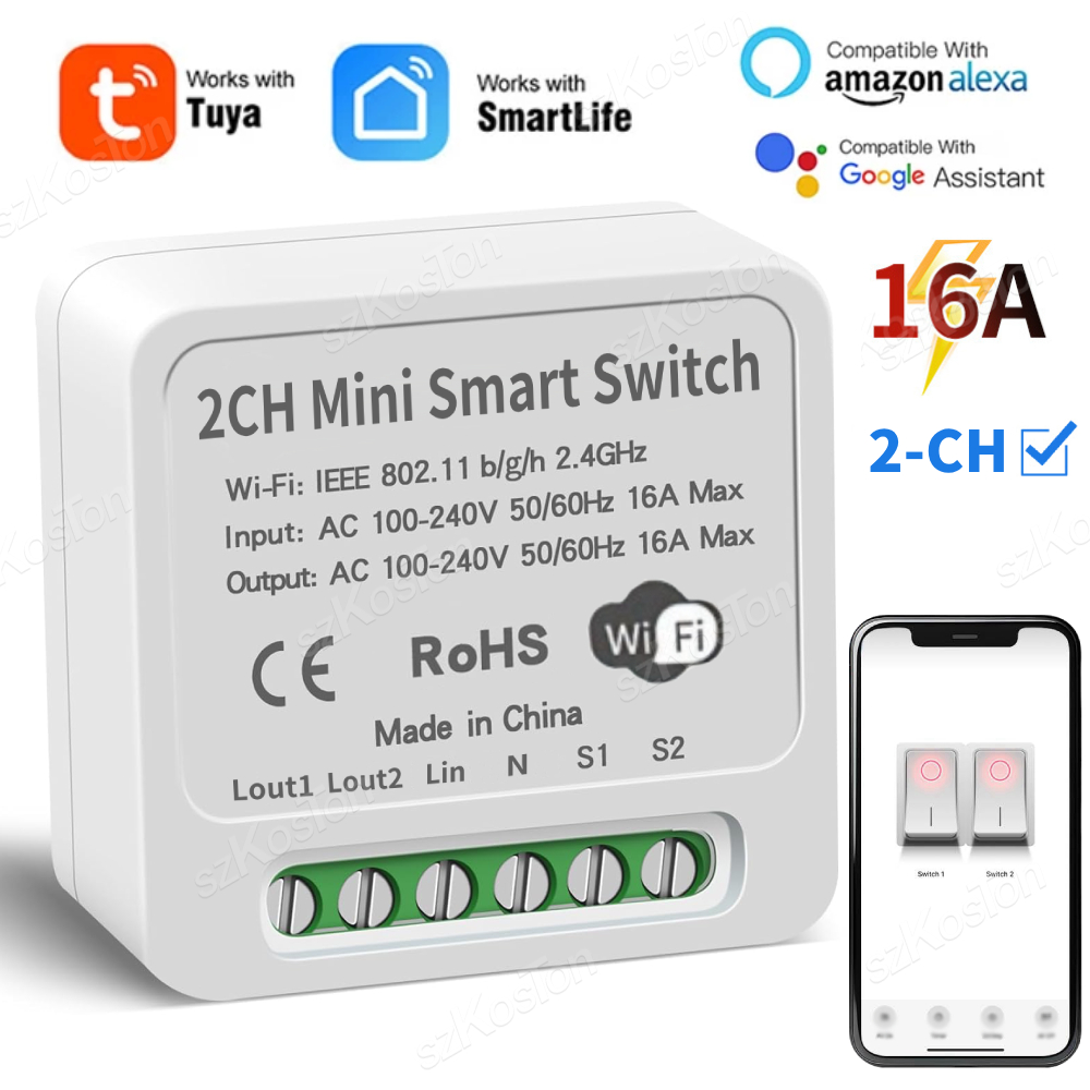 16A Tuya WiFi スマートスイッチモジュールスマー - Smart Light Switch Wifi のレビューと価格