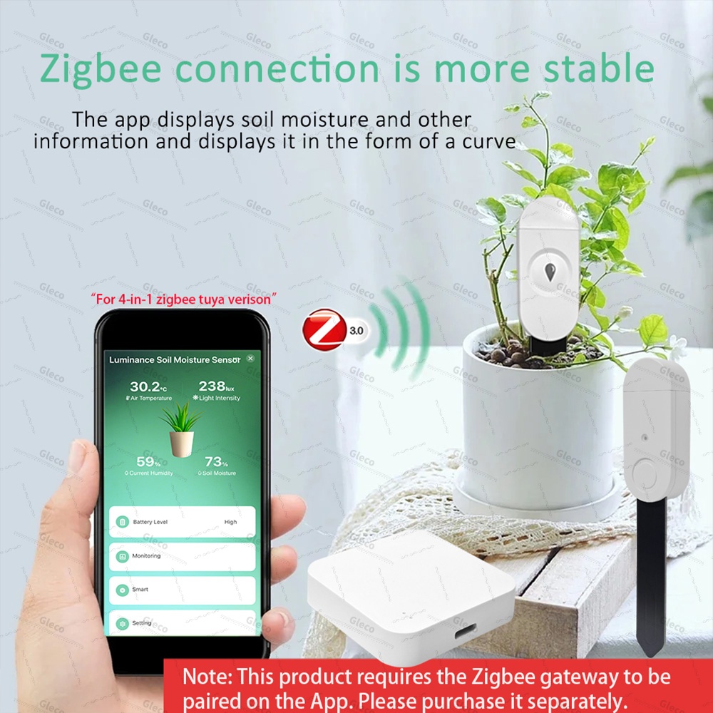Zigbee 土壌水分センサーメーター温度湿度肥沃度光テスタ - Smart Home Automation Kit のレビューと価格